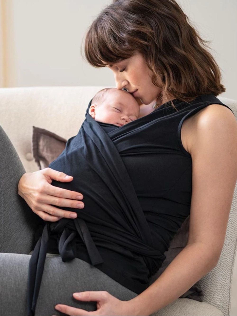 Seraphine Baby Wearing Black Maternity Top